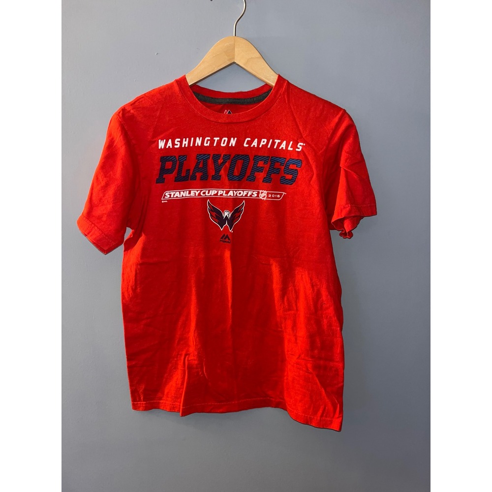 Washington Capitals Playoffs Stanley‎ Cup 2015 Red TShirt Majestic Mens Medium